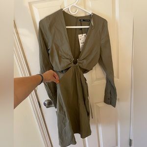 Zara Green Cutout Bodycon Dress